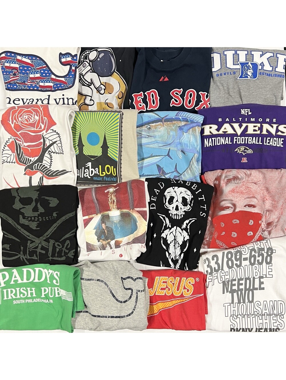 16 Tees Graphic T Shirt Lot Mix Modern Joblot For DIY Craft Upcycle Tie Dye Etc.